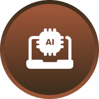 AI chip icon on a brown background.
